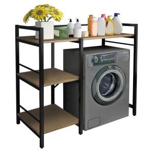 Raft deasupra masinii de spalat stejar negru Barnet 100x60x111.5 cm