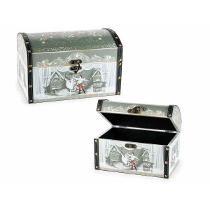 Set 2 cufere decor Craciun lemn 30x20.5x19 cm, 24x15.5x16 cm
