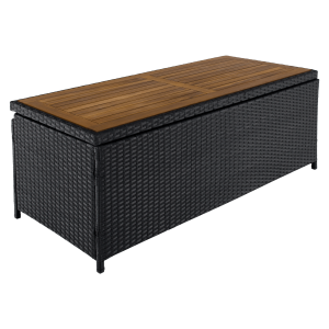 Cutie/banca de depozitare pentru gradina, negru/natural/crem, Bemus 120x50x50 cm