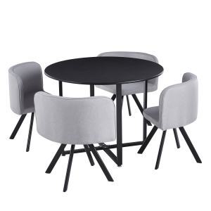 Set mobilier dining negru gri Bevan 100x73 cm, 67x45x69 cm