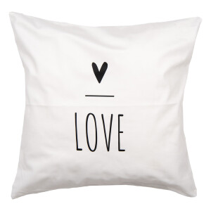 Fata perna decorativa textil alb negru Love 45x45 cm