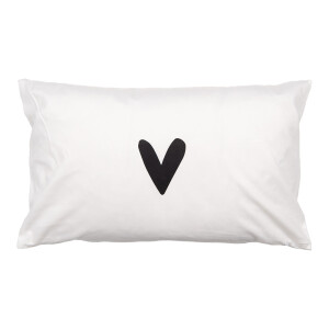 Fata perna decorativa textil alb negru Heart 30x50 cm