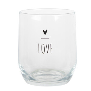 Set 6 pahare sticla transparenta neagra Love Ø 8x9 cm / 300 ml