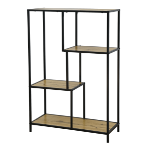 Raft metal negru MDF stejar Bilote 77x33x114.5 cm 