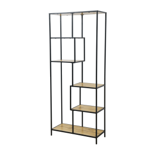 Raft metal negru MDF stejar Bilote 77x33x185 cm