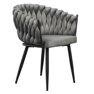 Scaun dining catifea gri metal negru Bler 64x55x78 cm