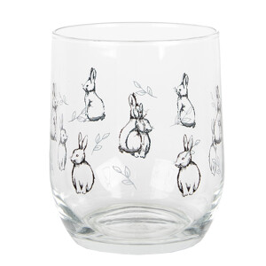 Set 6 pahare sticla transparenta neagra Iepurasi 8x9 cm, 300 ml