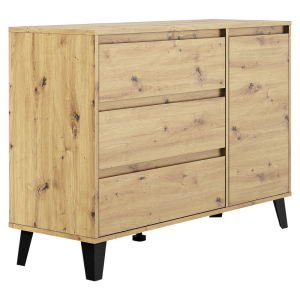 Comoda DTD laminat stejar artisan negru Bogan 110x38,8x78,4 cm