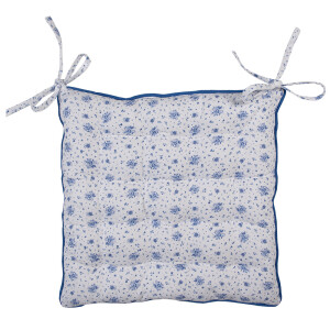 Set 2 perne scaune bumbac alb albastru 40x40x4 cm