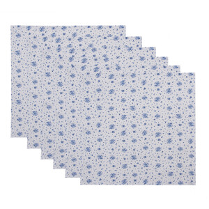 Set 6 servetele bumbac alb albastru 40x40 cm