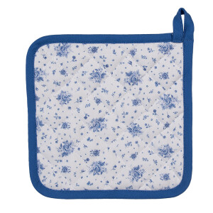 Set 2 servete termice bumbac alb albastru 20x20 cm