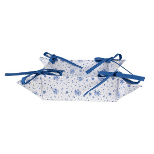 Cos paine bumbac alb albastru 35x35x8 cm