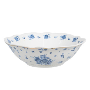 Set 2 boluri portelan alb albastru 15x5 cm, 350 ml