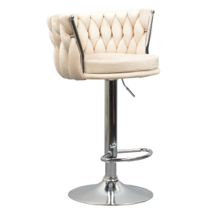 Scaun bar de design catifea bej crom Brin 53x50x80/102 cm