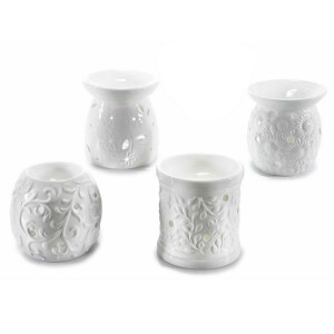 Set 4 difuzoare parfum camera ceramica alba Ø 9 cm x 9,5 H