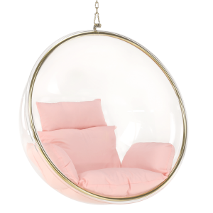 Fotoliu tip leagan transparent auriu roz Bubble 102x61x102 cm