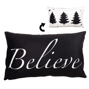 Fata perna Believe textil negru alb 30x50 cm