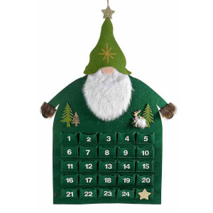 Calendar Advent Craciun textil verde alb 46x68 cm