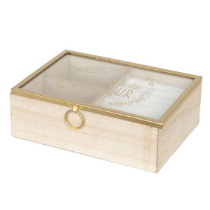 Caseta bijuterii lemn natur cu sertar compartimentata 18x6x13 cm