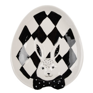 Platou Paste portelan alb negru 21x18x4 cm