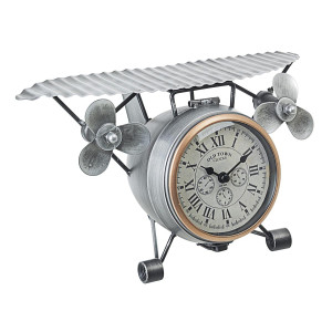 Ceas de masa metal argintiu model Avion 29 cm x 22 cm x 17 h 