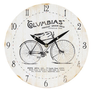 Ceas de perete alb vintage cu model Biciclet Ø 29 cm x 4 cm