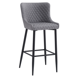 Scaun bar textil gri metal negru Cezaria 51x56x105,5 cm