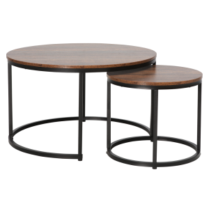 Set 2 masute DTD nuc metal negru Cirko 80x48 cm, 48x42 cm