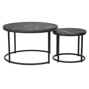 Set 2 masute gri negru Cirko 80x48 cm, 48x42 cm