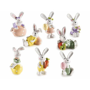 Set 8 figurine Iepurasi Paste polirasina multicolora 3x2.5x5 cm