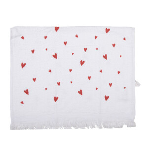 Prosop de maini si fata bumbac alb rosu Inimioare 40x66 cm