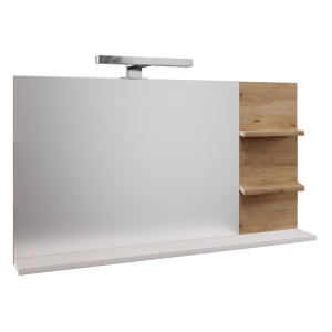 Oglinda perete cu iluminare LED, alb stejar artisan Cubo 75,2x16,5x51,8 cm