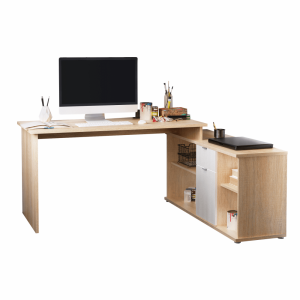 Birou din pal maro stejar sonoma alb Dalton 168x68x75 cm