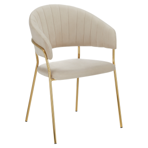 Fotoliu de design catifea bej crom auriu Dasmin 58x53x81.5 cm