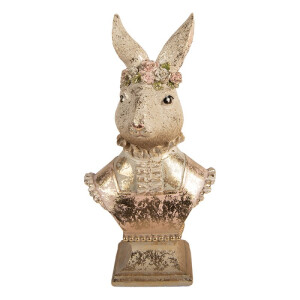 Figurina Iepuras Paste polirasina bej aurie 16x11x31 cm