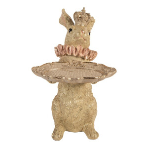 Figurina Iepuras Paste polirasina bej aurie 31x20x33 cm