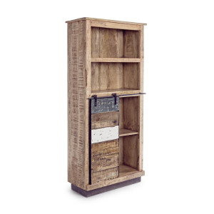Bibioteca din lemn natur Tudor 71 cm x 34 cm x 163 h