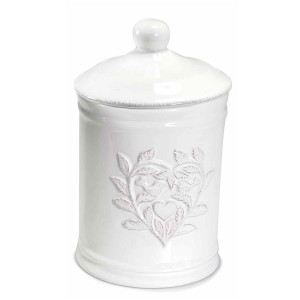 Borcan decorativ din ceramica alba Cuore 12 x 19 cm
