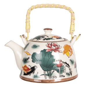 Ceainic din portelan multicolor decor Floral 17 cm x 12 cm x 10 h , 0.6 L