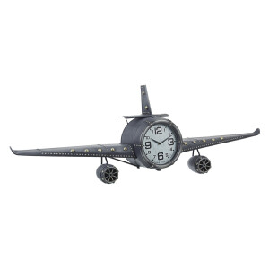 Ceas de perete metal gri model Avion 143x20x46 cm