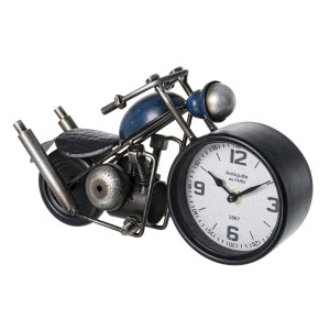 Ceas masa motocicleta metal negru albastru Charles 32x10.5x18 cm