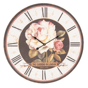 Ceas de perete lemn retro cu model Roses Ø 60 cm x 4 cm
