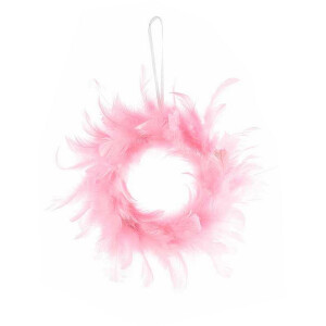 Coronita din pene artificiale roz 20 cm