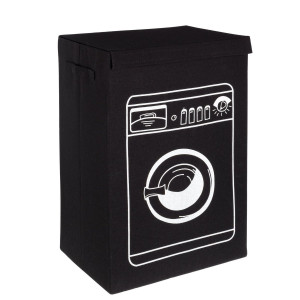 Cos rufe textil negru alb Wash 40 cm x 30 cm x 60 h