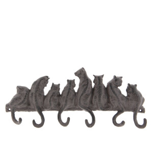 Cuier fier forjat maro 6 agatatori Cats 36x5x16 cm