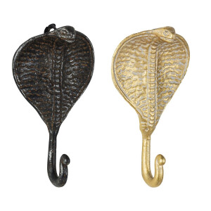 Set 2 cuiere din fier negru auriu Turkana 9x4x17 cm