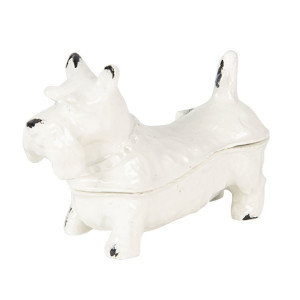 Caseta bijuterii din metal alb Dog 7 cm x 3 cm x 5 h