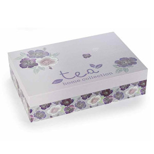 Cutie pentru ceai 6 compartimente din lemn decor Flori 24 cm x 16 cm x 6 h