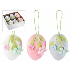 Set 12 oua decorative suspendabile din plastic 13x13x5 cm