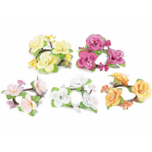 Set 5 mini coronite din flori artificiale 12 cm